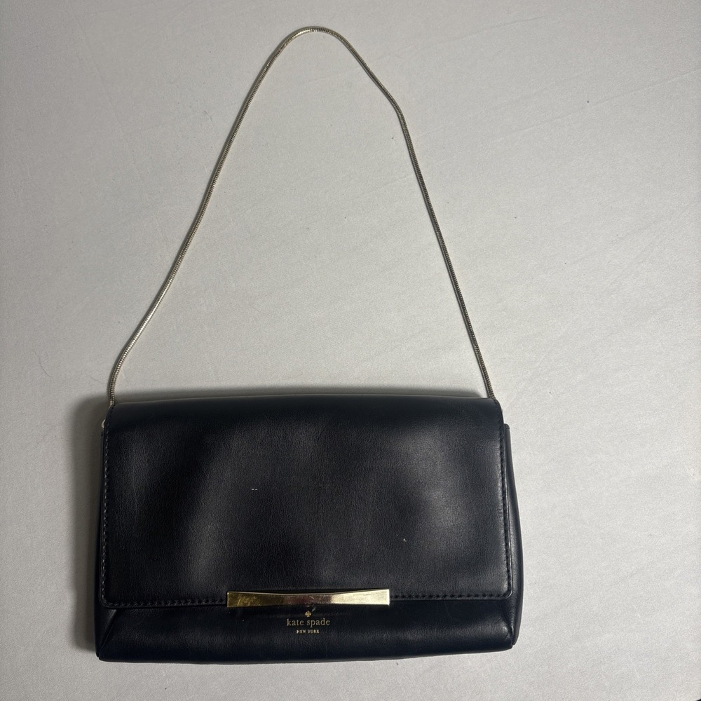 Kate Spade Black Leather Hanley Camden Way Shoulder Bag Gold Strap Purse‎ READ